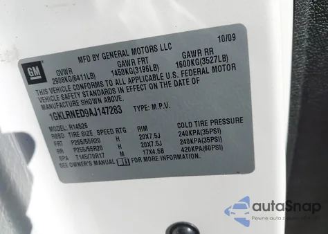 2010 GMC Acadia Slt-2 from USA, damaged, VIN 1GKLRNED9AJ147283